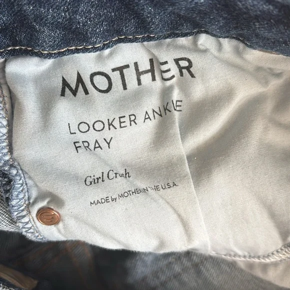 Mother denim Looker Ankle Fray cropped mid rise raw hem jeans color Girl Crush - Picture 8 of 9
